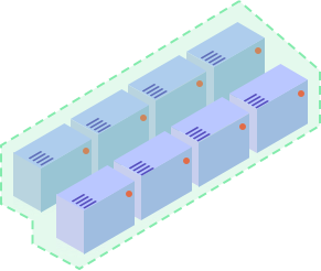 A private cage, 23 to 46 lockable racks